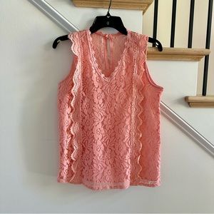 Happy Sailed Women Lace V Neck Sleeveless Top, Size Small